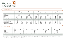 Royal Robbins Size Chart Team One Newport
