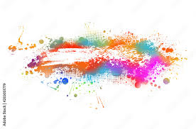 Rainbow Colored Paint Stains On A White