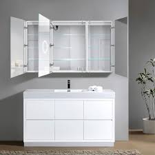 Cabinet has three mirror panels approximately 7w x 30h each. Buy Krugg Led Tri View Medicine Cabinet 60 Inch X 36 Inch Recessed Surface Mount Mirror Cabinet W Dimmer Defogger 3x Makeup Mirror Inside Outlet Usb Left Left