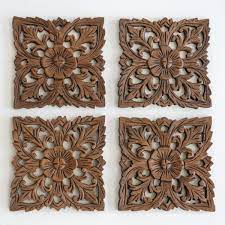 Set Of 4 Decorative Wood Wall Sculpture