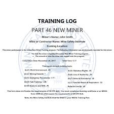 Msha Part 46 New Miner Training Certification Mine Safety Institute