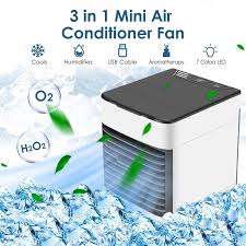 An air conditioner goes a step further and even produces heat, in addition to cool air. Portable Air Conditioner Cooler Fan Air Cooler Desktop Humidifiers Purifier 3 In 1 Cooling Fan Mini