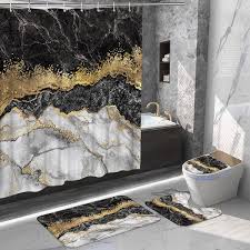 ktcina 4pcs marble shower curtain set