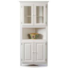 It's called a blind corner because, when reaching into it. The Solid Pine Corner Cabinet Features Upper And Lower Doors