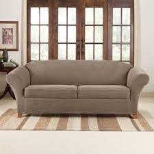 3pc Stretch Pique Sofa Slipcovers Taupe