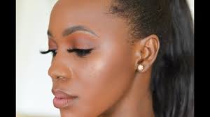 brown neutral makeup for black women glowy dark skin makeup tutorial