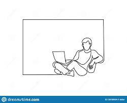 Young Man Relaxing In Chair Sitting With Laptop Stock Vector