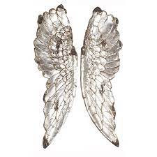Silver Polyresin Angel Wings Wall Art