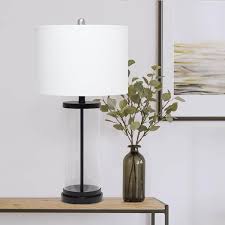 Black Enclosed Glass Table Lamp