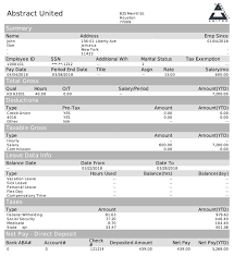 Corporate Paystub Template Free W 2