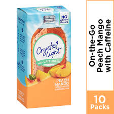 Crystal Light Peach Mango On The Go Powdered Drink Mix With Caffeine 10 Ct 0 7 Oz Box Walmart Com Walmart Com