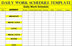 daily work schedule templates free