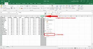 how to hide and unhide columns in excel