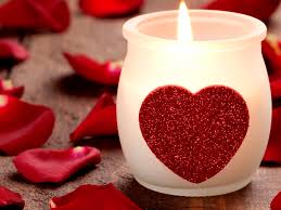 valentines day candle and heart love