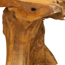 teak root wooden backless bench