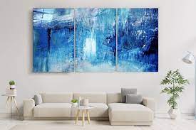 Blue Fall Trio Glass Wall Art Big
