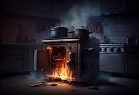 Stove Ignited In The Modern Kitchen