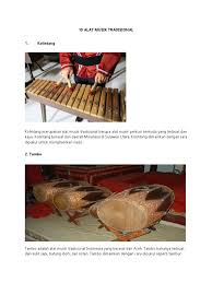 Alat musik tradisional kolintang tersebut berasal dari sulawesi. 10 Alat Musik Tradisional Docx