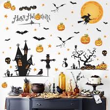 Decor Wall Stickers Witch Bats Spiders