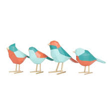 Colored Polystone Bird Sculpture Set