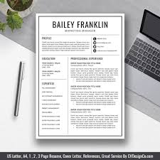 2019 Best Selling Office Word Resume Cv Templates Cover Letter References For Digital Instant Download The Bailey Resume