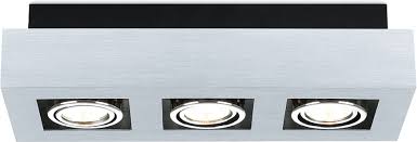 Eglo 89077a Loke Modern Brushed Aluminum Chrome Black Halogen Ceiling Light Fixture Egl 89077a