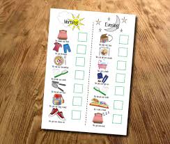 Kids Morning And Evening Routine Chart Daily Checklist Kids Planner With Pictures