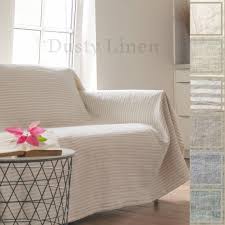 Washed Linen Couch Throw Striped