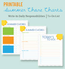 Free Printable Summer Chore Charts Lil Luna