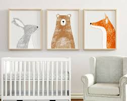 Bunny Bear Fox Nursery Art Decor