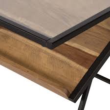 Mixed Wood Glass Side Table West Elm