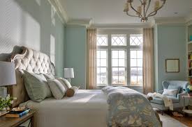 crown molding and pale blue walls