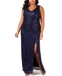 Details About Nightway Womens Dress Navy Blue Size 22w Plus High Low Sequin Slit Gown 149 031
