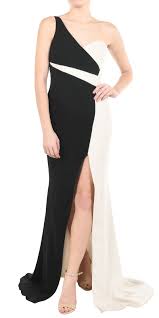 Jay Godfrey Stretch Crepe Colorblock One Shoulder Gown