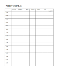 Weekly Calendar Template 8 Word Excel Pdf Documents Download