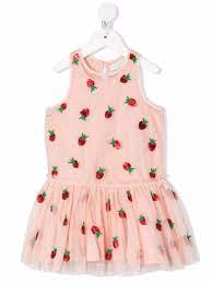 strawberry embroidered tulle dress