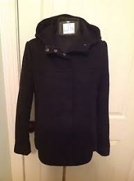 J Crew Wool Melton Hooded Bib Jacket Size 4 Black Ebay