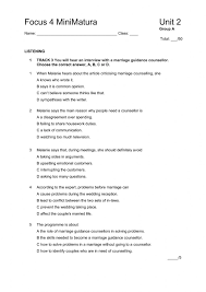 Focus 4 Unit 2 test worksheet