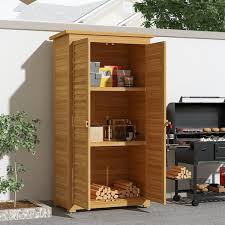 Brown Wood Outdoor Storage Cabinet