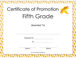 This Fifth Grade Promotion Certificate Features A Bright