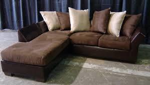 brown leather and suede sofa with