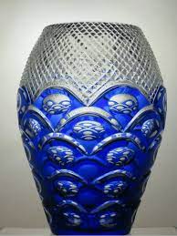Clear Cobalt Blue Glass Vase