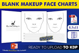 blank makeup face charts kdp interior