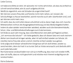 32 klassenarbeit brief schreiben warcraftlootcardscom. Schreiben Gegen Corona Ernst Abbe Gymnasium Berlin