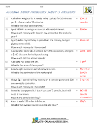 Math word problem worksheets for kindergarten to grade 5. Basic Algebra Worksheets