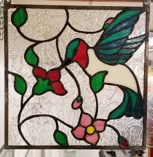 Stained Glass Hummingbird With Flowers