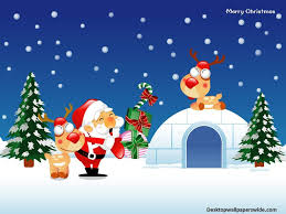 Christmas cartoon reindeer over green background holding blank. 50 Merry Christmas Cartoon Wallpapers On Wallpapersafari