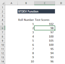 stdev function formula exle