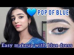easy makeup with blue dress