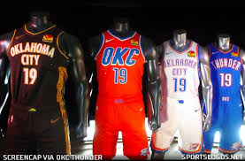 okc thunder unveil four new uniforms